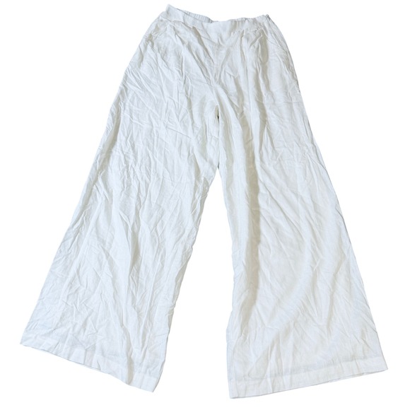 NWOT Lulus Size Small Trouser White Wide Leg Linen Blend Lined Side Zip Y2K - Picture 3 of 13